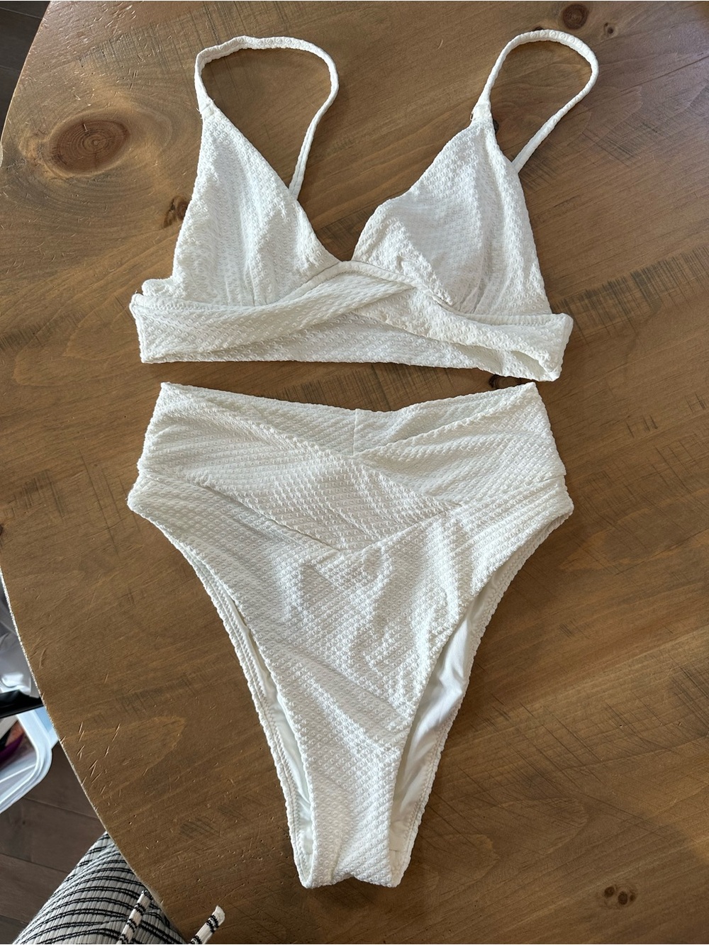 White Aerie Textured High-Waist Bikini Set